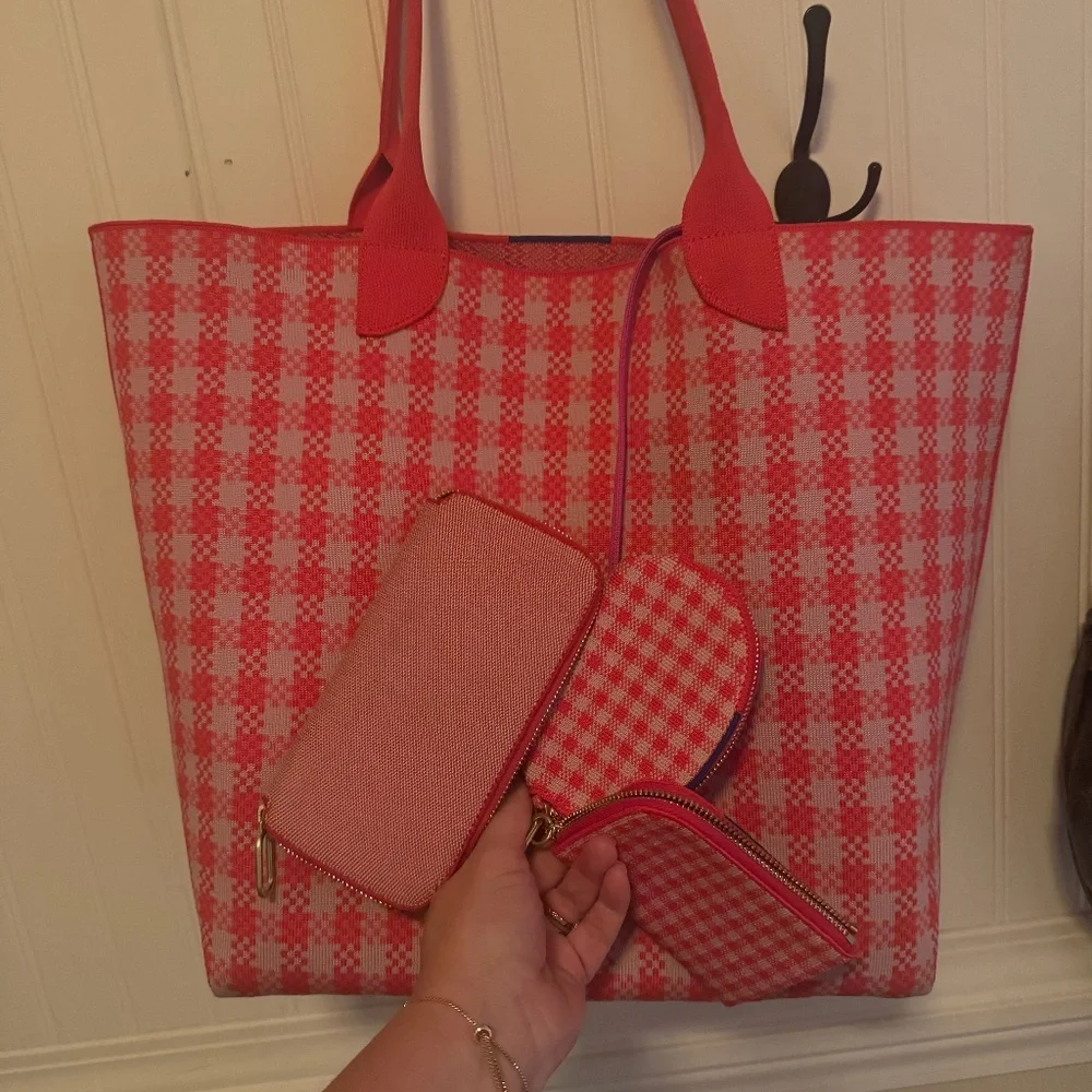 Rothy's Red and White Checkered Tote Bag - Picture 1 of 9